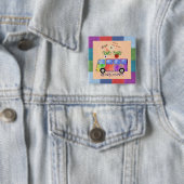 Pensionado hippie, groovy ontwerp,  vierkante button 5,1 cm (In situ)