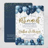 Pensionering Diner Party Blauw Kaart (Voorkant / Achterkant)