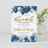 Pensionering Diner Party Blauw Kaart (Staand voorkant)