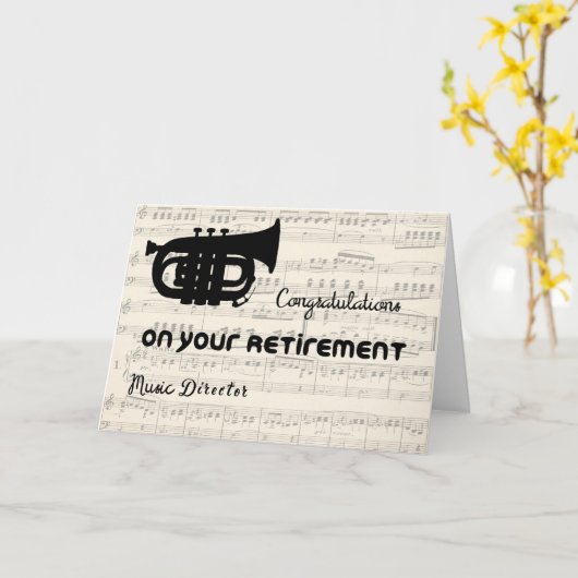 Pensionering Gefeliciteerd Kaart voor Music Direct (Gele Bloem)