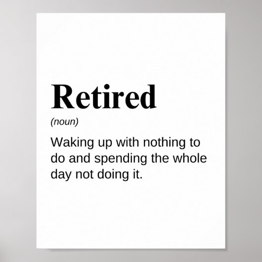 Pensionering Grappige Definitie Poster (Voorkant)
