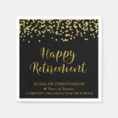 PENSIONERING Handgeschreven Script Gold Confetti N Servet (Voorkant)