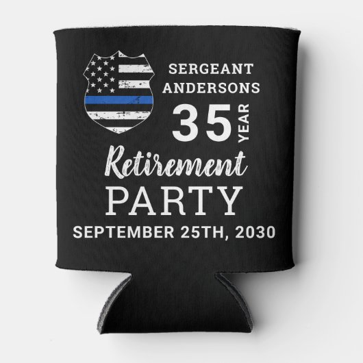 Pensionering politie 10-7 Personaliseren wetshandh Blikjeskoeler (Voorkant)