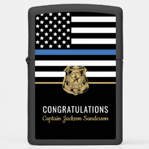 Pensionering politie blauwe lijn vlag gefeliciteer