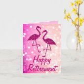 Pensionering roze flamingo Aangepaste tekst Groet Kaart (Gele Bloem)