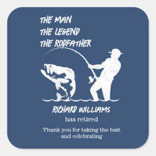 Pensionering Vist de Rodfather Big Fish Vierkante Sticker