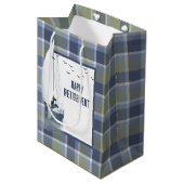 Pensionering zeilboot op Plaid Medium Cadeauzakje (Voorkant Gekanteld)