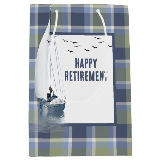 Pensionering zeilboot op Plaid Medium Cadeauzakje (Voorkant)