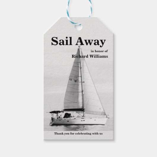 Pensionering zeilen Sail Away Zeilboot formeel Cadeaulabel (Voorkant)