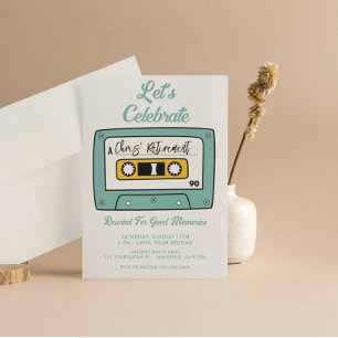 pensioneringsfeestuitnodiging leuk retro Uitnodigi Kaart