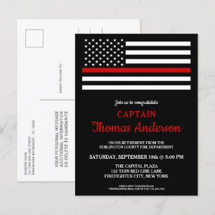 Pensioneringspartij met moderne dunne rode lijn uitnodiging briefkaart