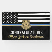 Pensioneringspartij politie Thin Blue Line Spandoek (Horizontaal)