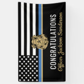Pensioneringspartij politie Thin Blue Line Spandoek (Verticaal)