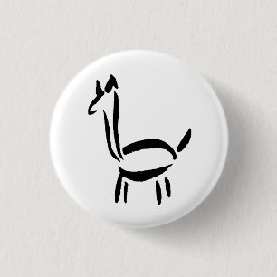 Pensketstekeningen Lama Alpaca Paard Dier Ronde Button 3,2 Cm