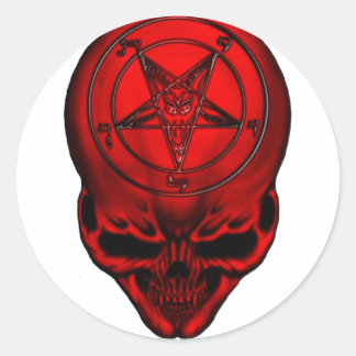 penta-schedel ronde sticker
