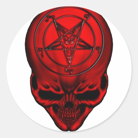 penta-schedel ronde sticker (Voorkant)