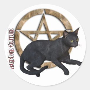 Pentacle Black Cat Ronde Sticker