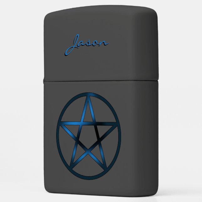 Pentacle - Blue Personalized Zippo Lighter (Links)