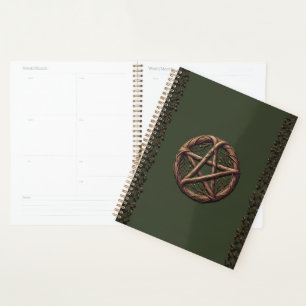 Pentacle de brindille de bois vert olive Wiccan