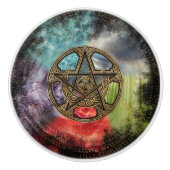 Pentacle Elemental Triskelion Moon Ornament Keramische Knop (Voorkant)