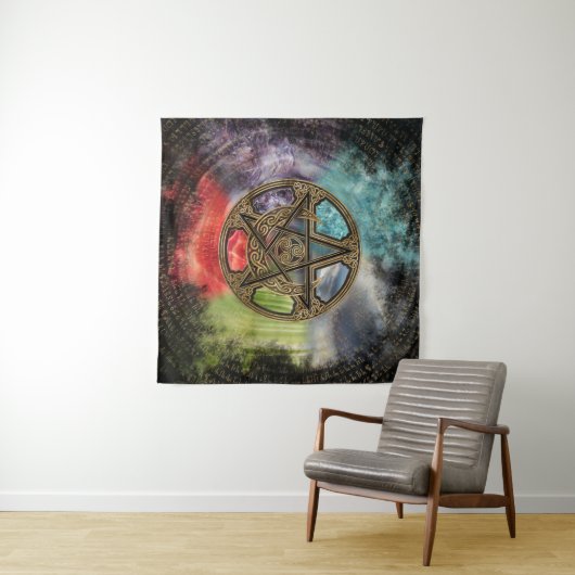Pentacle Elemental Triskelion Moon Ornament Wandkleed (In Situ (horizontaal))