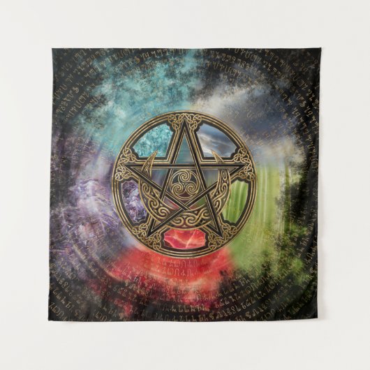 Pentacle Elemental Triskelion Moon Ornament Wandkleed (Voorkant)