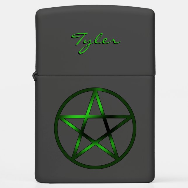 Pentacle - Groene persoonlijke Zippo Lighter (Voorkant)