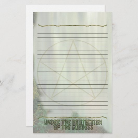 Pentacle, Lined, Protection of the Goddess Briefpapier (Voorkant / Achterkant)