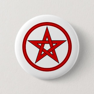 Pentacle rood en zwart ronde button 5,7 cm