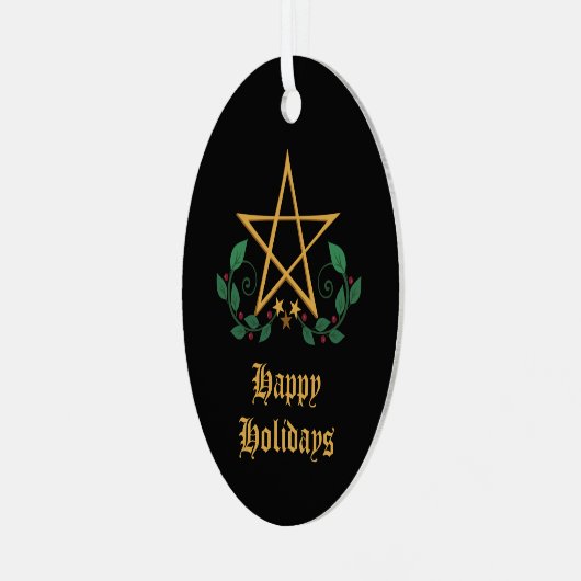 Pentacle Wiccan Metalen Ornament (Voorkant links)