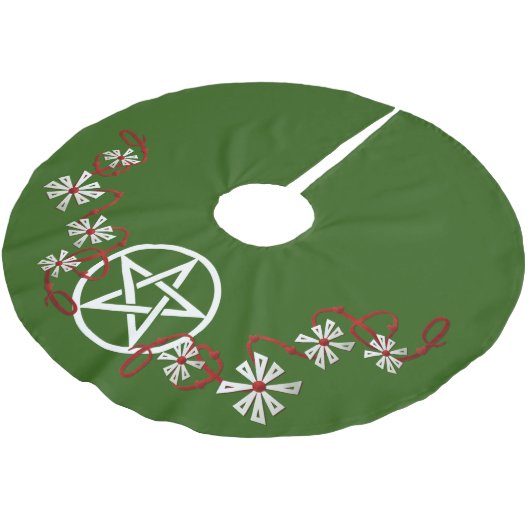 Pentacle Yule Tree Skirt, Pagan Tree Skirt Kerstboom Rok (Gekanteld)