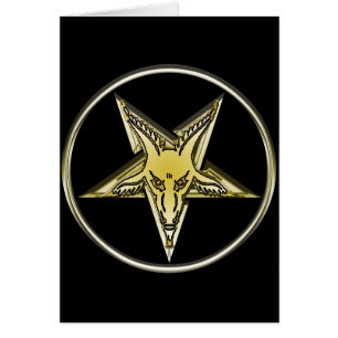 Pentagone étoilé inversé avec la tête d'or de