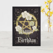 Pentagram 2 Wicca Bonne carte d'anniversaire (Fleur jaune)
