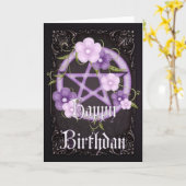 Pentagram 5 Wicca Bonne carte de voeux d'anniversa (Fleur jaune)