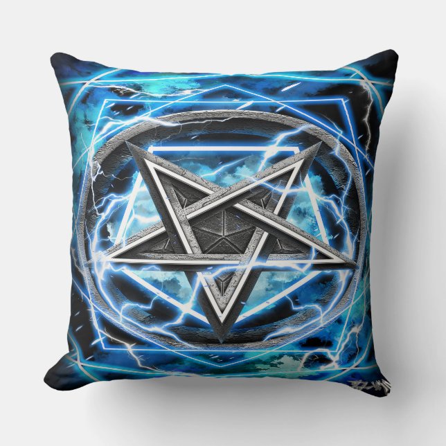 Pentagram blikseminslag kussen (Voorkant)