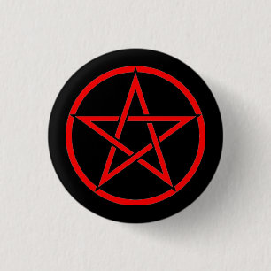 Pentagram-Button voor zwart en rood Pentacle Ronde Button 3,2 Cm