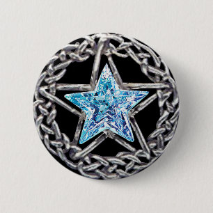 Pentagram Crystal Star-Button Ronde Button 5,7 Cm