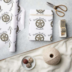 Pentagram en Mothe Toverachtige Kunst Aangepaste N Cadeaupapier