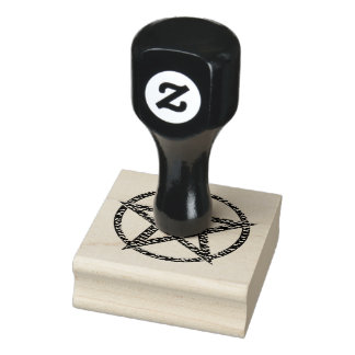 Pentagram Gehamerd Chrome Rubber Stamp Rubberstempel