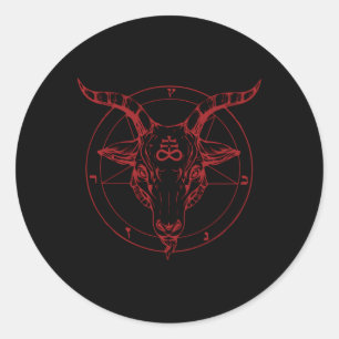 Pentagram Geitenhoofd Baphomet Satanic Witchcraft Ronde Sticker