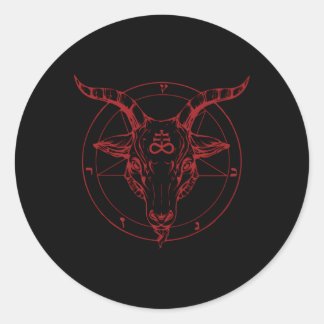 Pentagram Geitenhoofd Baphomet Satanic Witchcraft Ronde Sticker