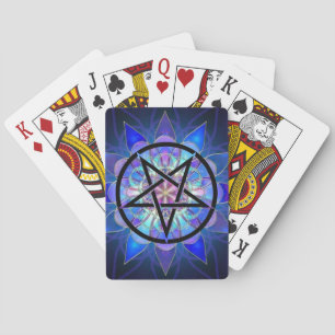 Pentagram Glas in lood Paarse Blue Palling Cards Pokerkaarten
