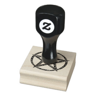 Pentagram Hammered Chrome Rubber Stamp Rubberstempel