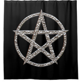 Pentagram Hammered Chrome Shower Curtain Douchegordijn