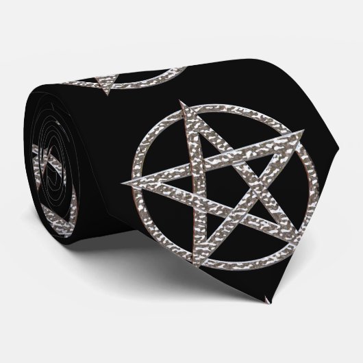 Pentagram Hammered Chrome Stropdas (Opgerold)