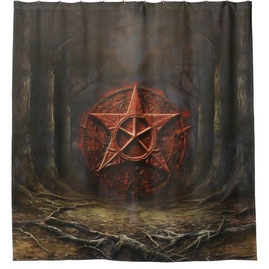Pentagram in de Bossen Douchegordijn (Voorkant)