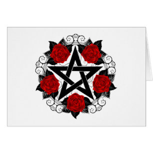 Pentagram met rode rozen