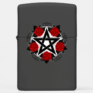 Pentagram met rode rozen