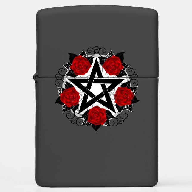Pentagram met rode rozen (Voorkant)