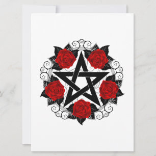 Pentagram met rode rozen